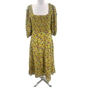 Olivia James the Label smocked floral midi dress sz M